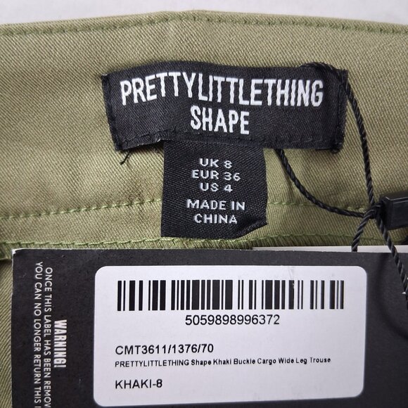 PrettyLittleThing Shape Buckle Cargo Wide Leg Pant Women's Size 4 Khaki Green - Picture 9 of 9